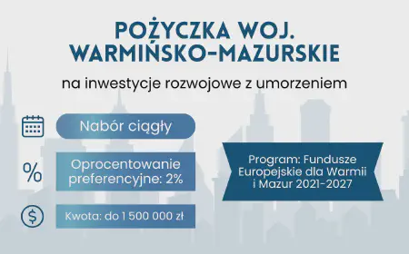 Pożyczka na inwestycje rozwojowe z umorzeniem – Warmińsko-Mazurskie