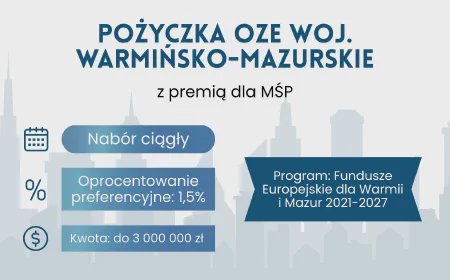 Pożyczka OZE z premią – Warmińsko-Mazurskie